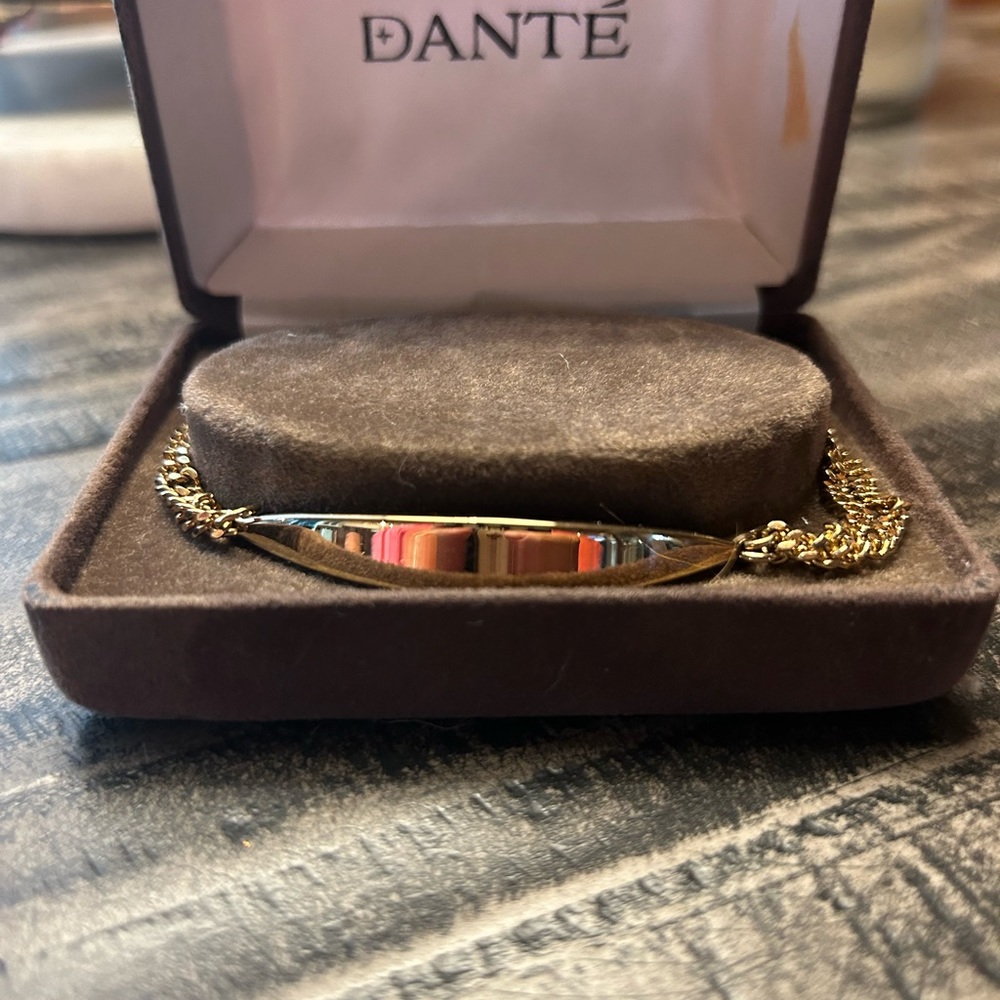 Nickel silver engravable Id bracelet gold tone